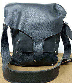 black leather messenger bag mini