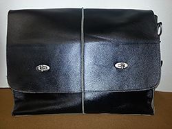 black leather messenger bag