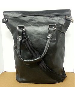black vintage leather mail bag