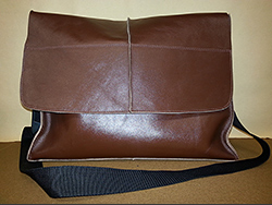 brown leather messenger bag